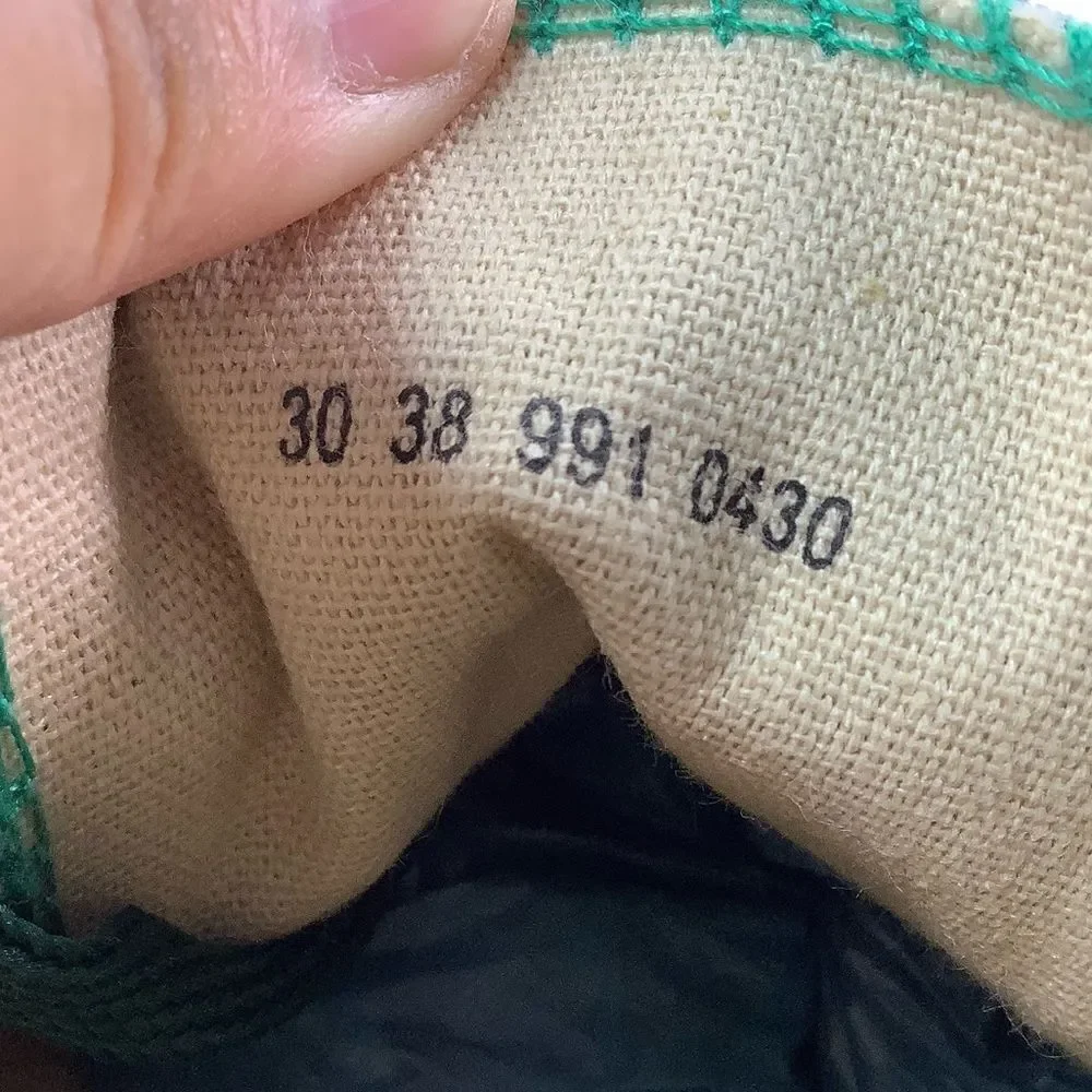 GEMO Round Toe Lace Tie Platform  Green/Leafs Print Espadrilles Sz 38/US 7.5